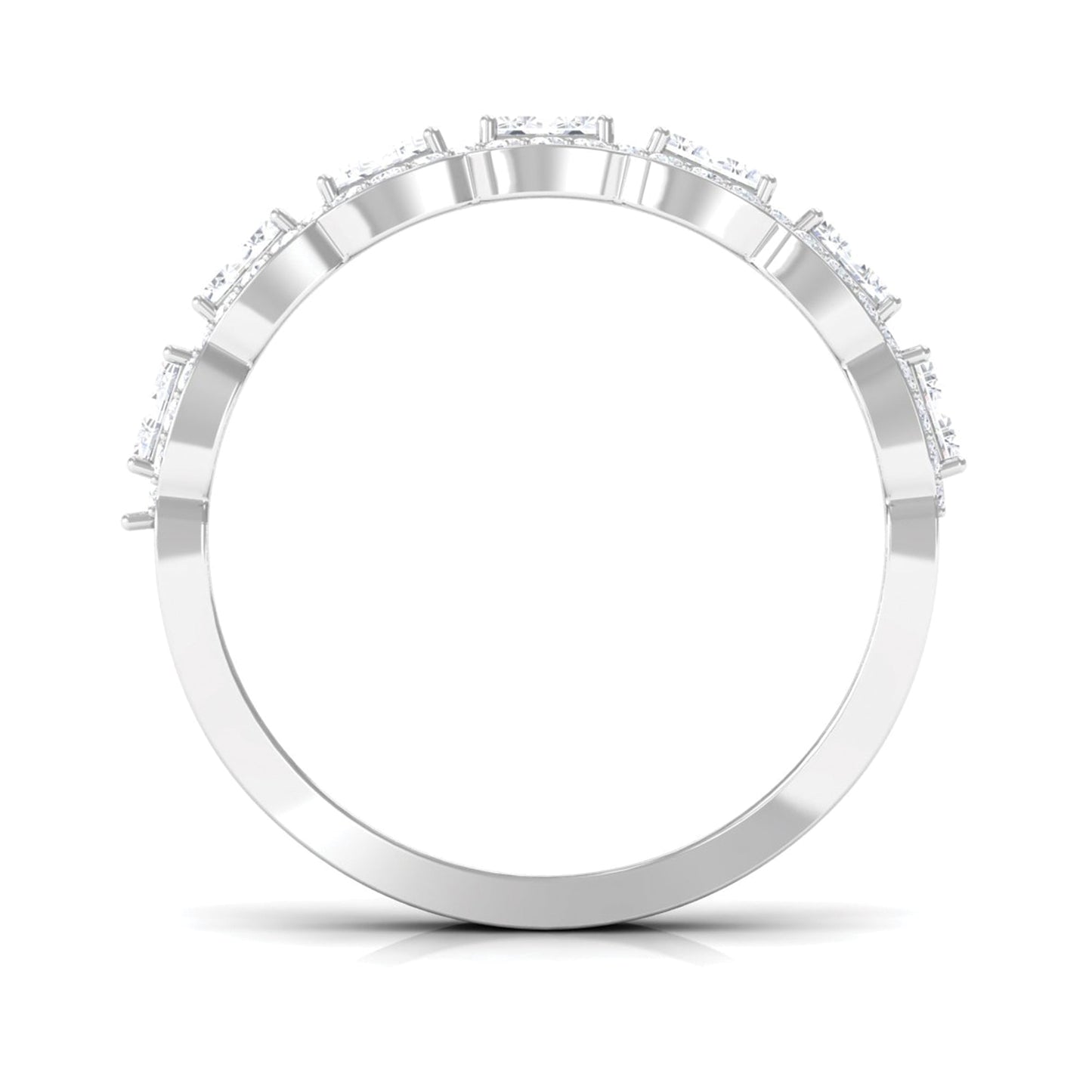 Designer Cubic Zirconia Semi Eternity Band Ring