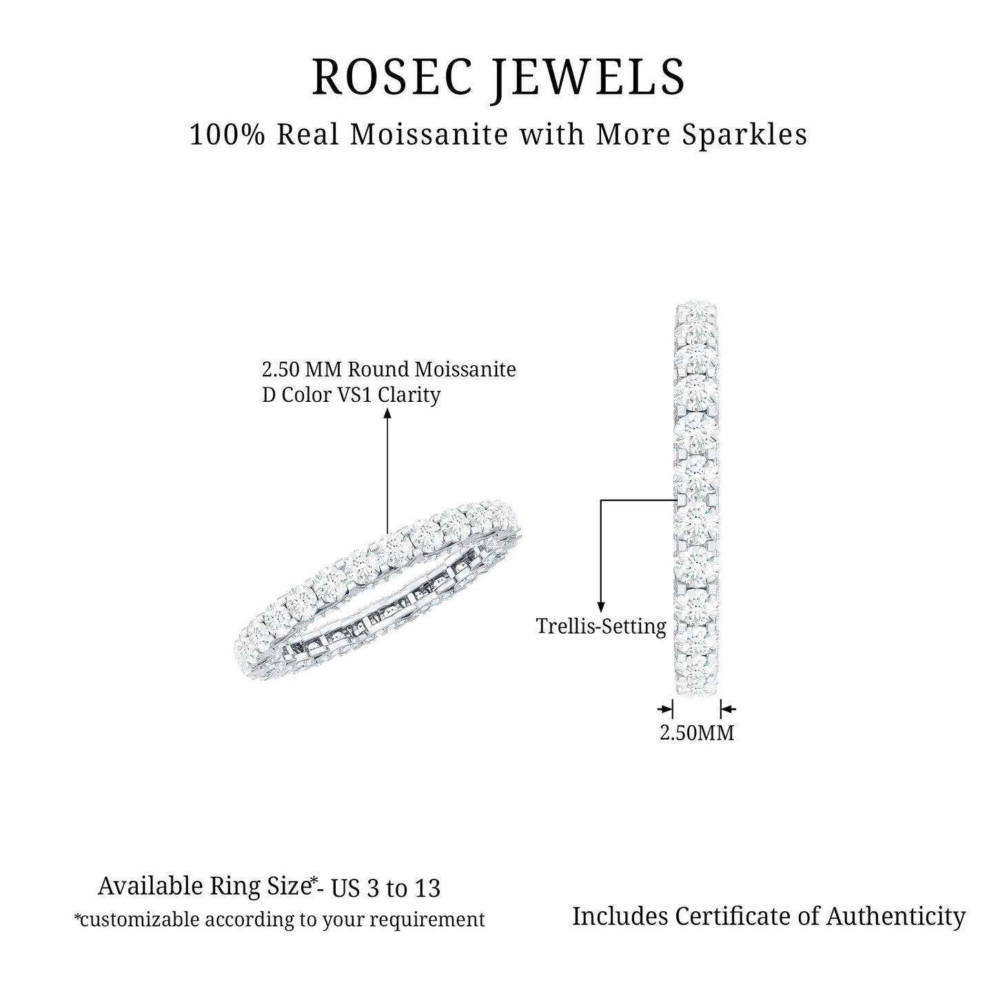 Trellis Set Moissanite Full Eternity Band Ring