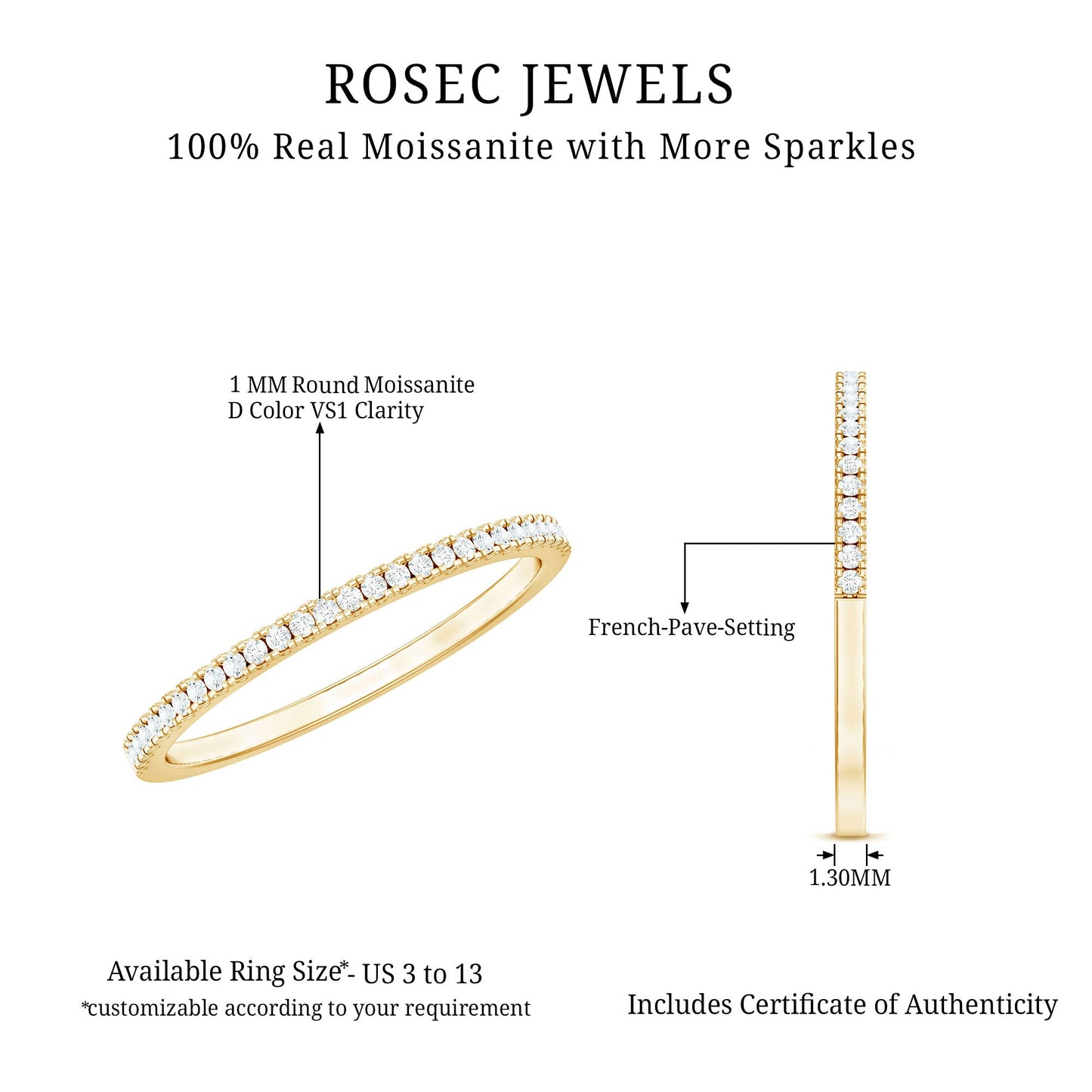 Moissanite Minimal Eternity Stackable Ring