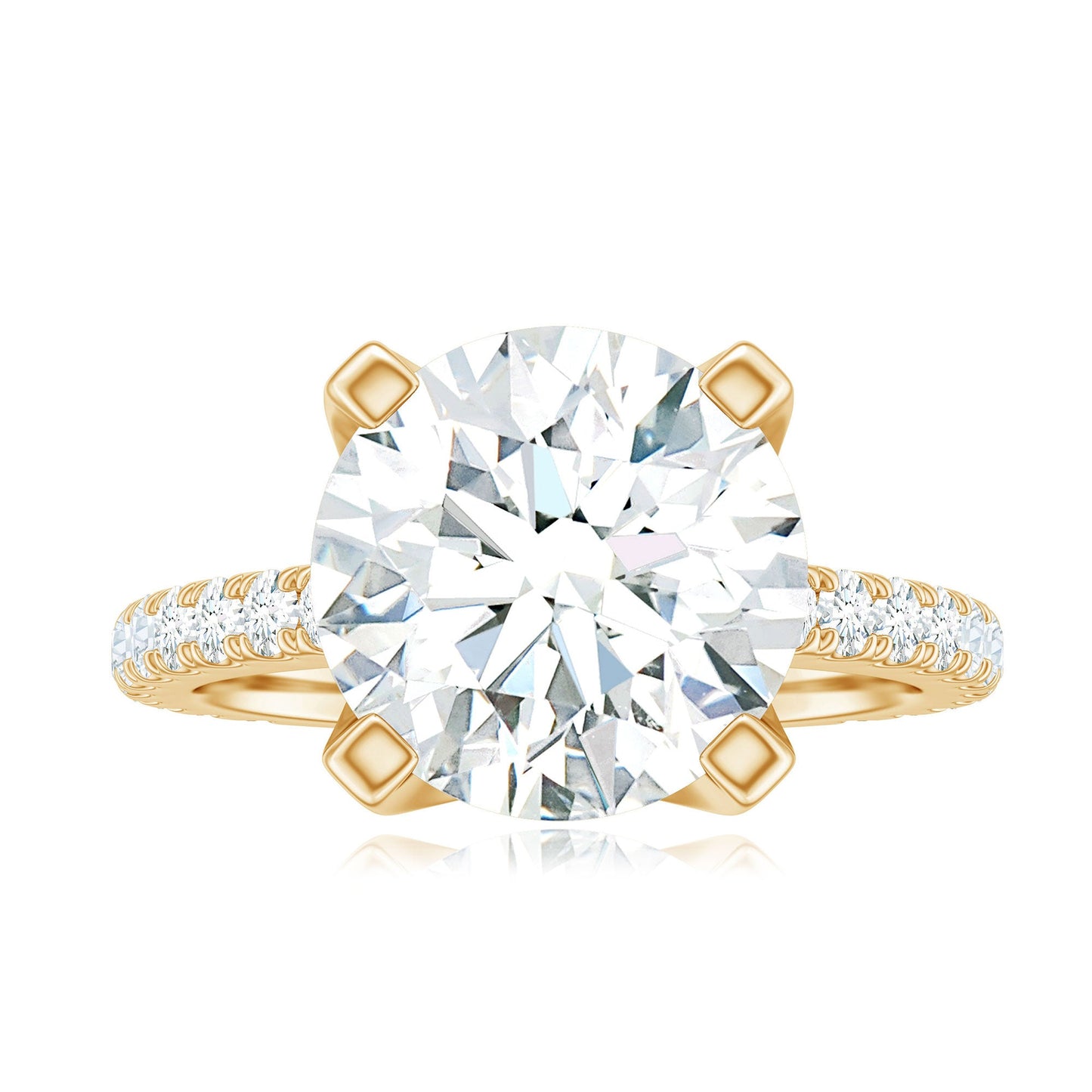 Round 10 MM Moissanite Solitaire Engagement Ring with Side Stones