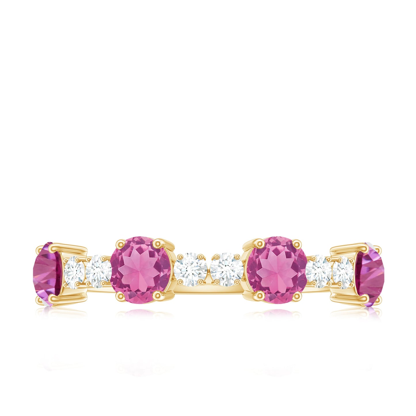 Alternate Semi Eternity Ring with Pink Tourmaline and Diamond