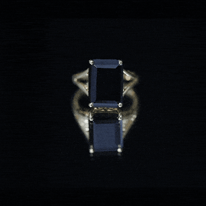 Certified Lab Grown Black Diamond 10X14 MM Emerald Cut Solitaire Ring