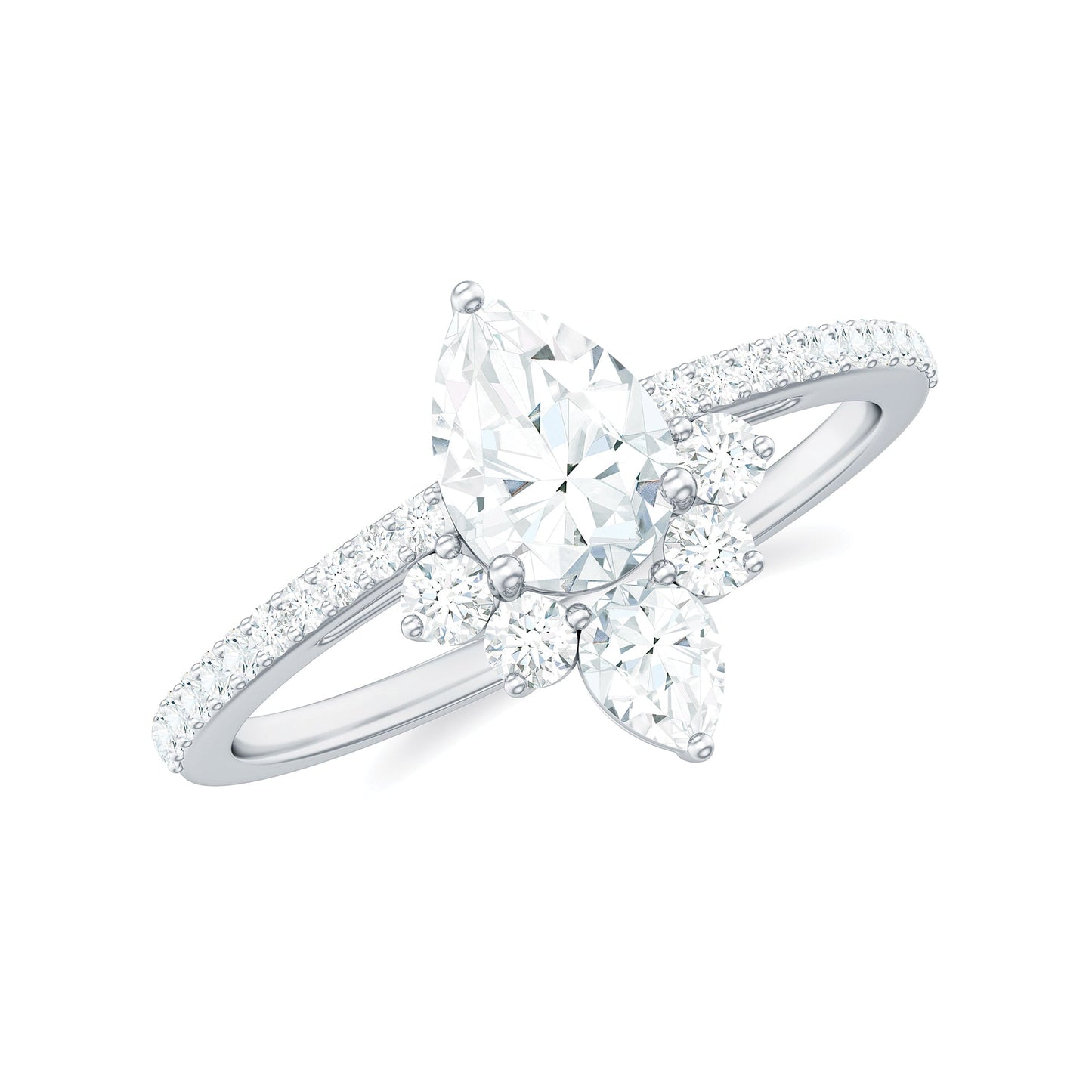 Lab Grown Diamond Unique Engagement Ring with Side Stones