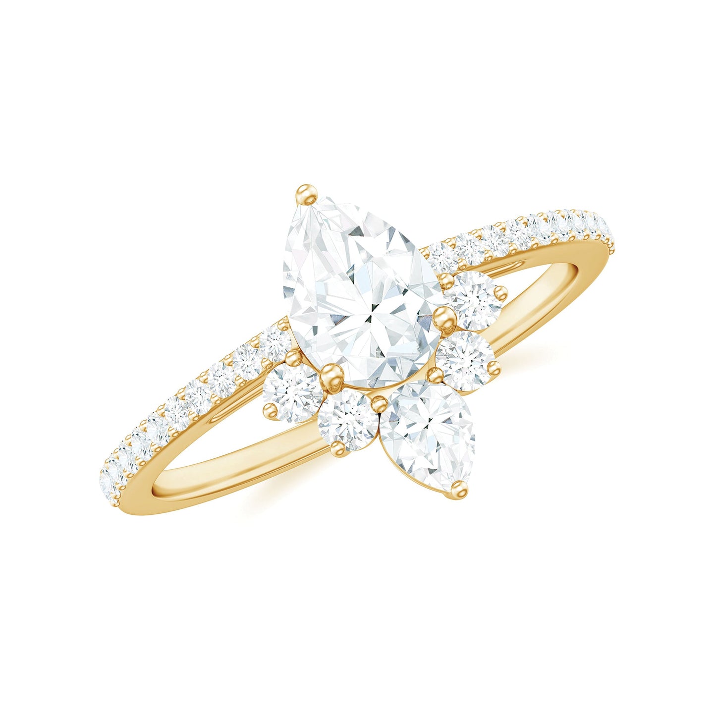 Lab Grown Diamond Unique Engagement Ring with Side Stones