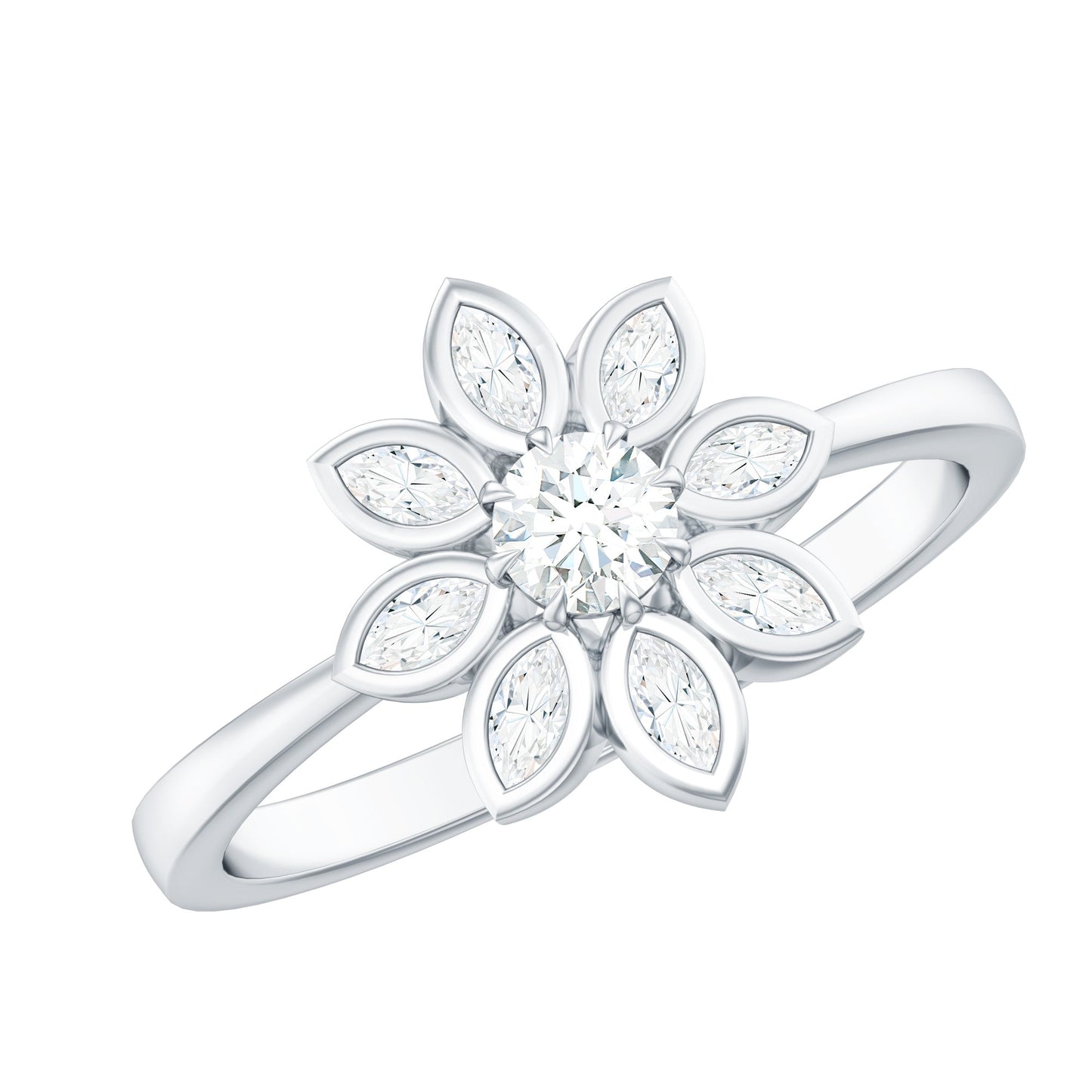 Brilliant Cut Lab Grown Diamond Flower Cocktail Ring