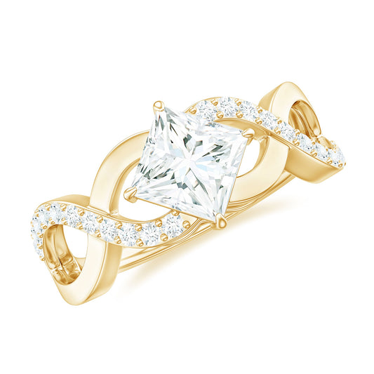Lab Diamond Crossover Ring with Side Stones