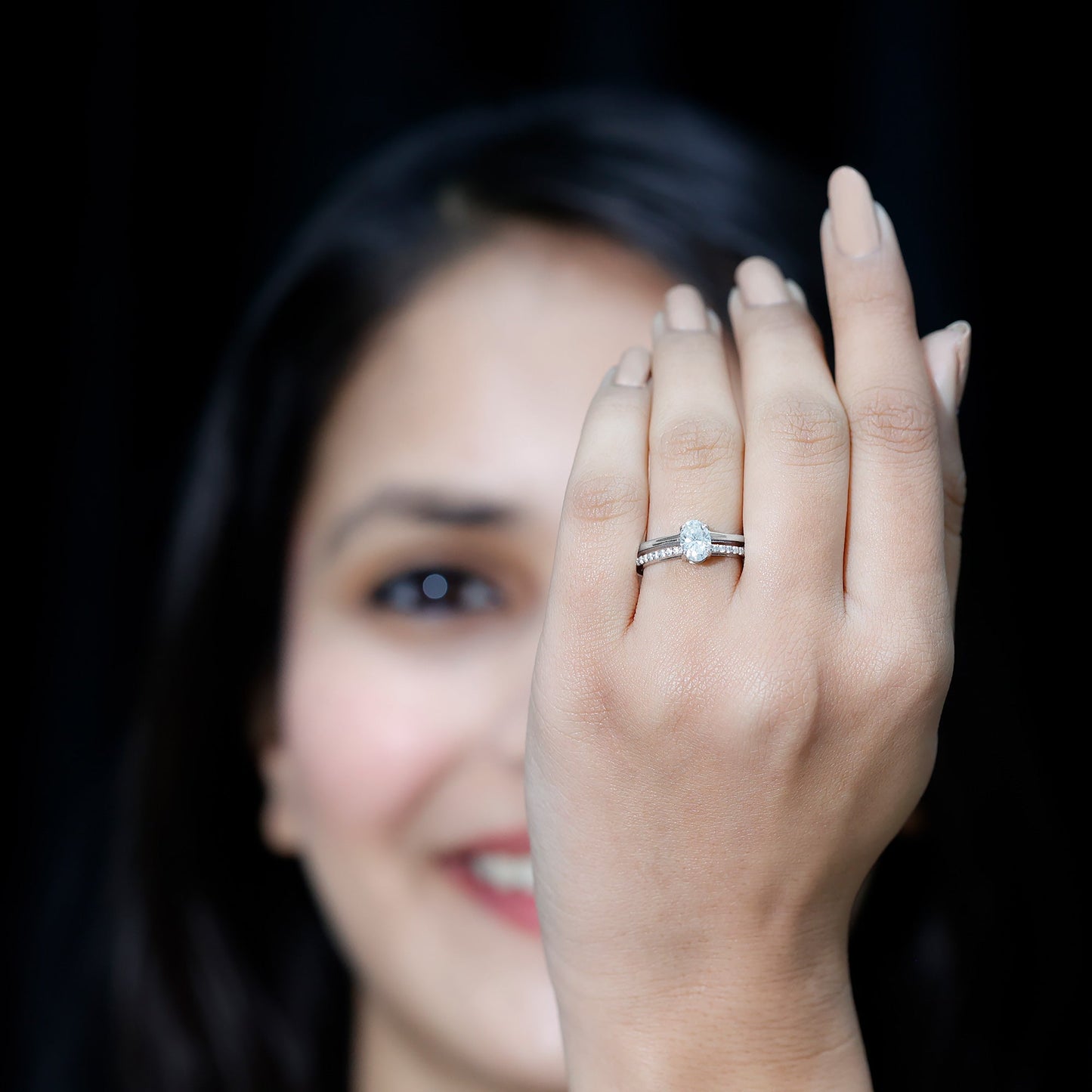 5X7 MM Oval Cut Diamond Solitaire Promise Ring For Her