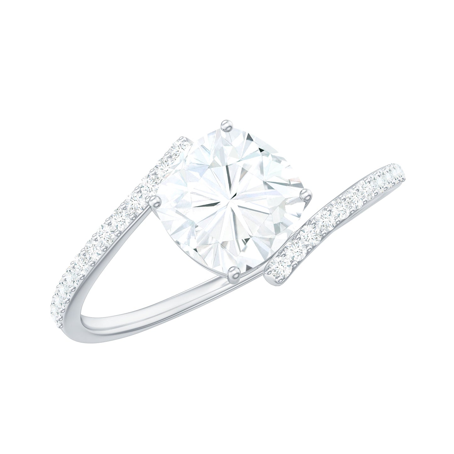 Lab Diamond Engagement Bypass Cushion Engagement Ring