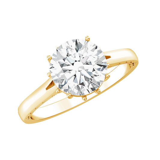 Lab Grown Diamond 8mm Round Engagement Ring With Certificate