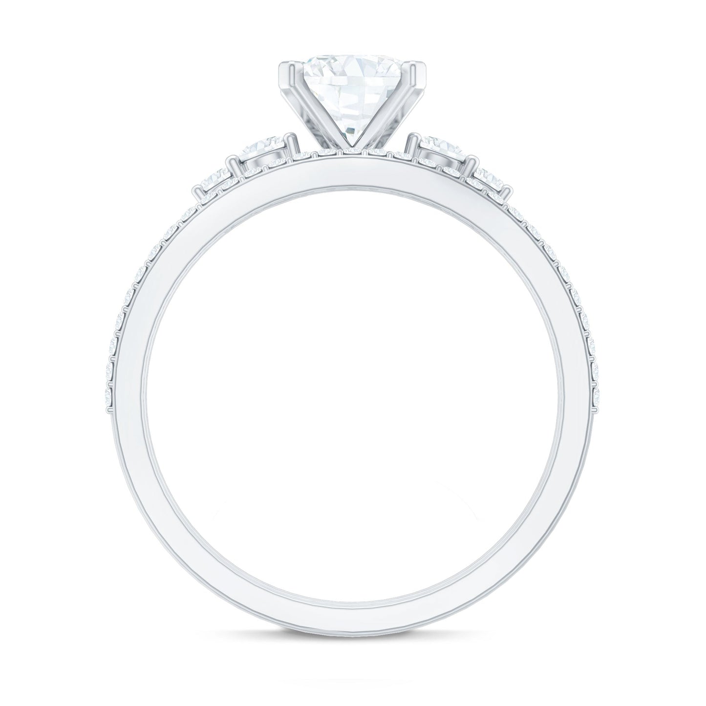 Lab Grown Diamond 6 MM Cushion Engagement Ring with Wedding band
