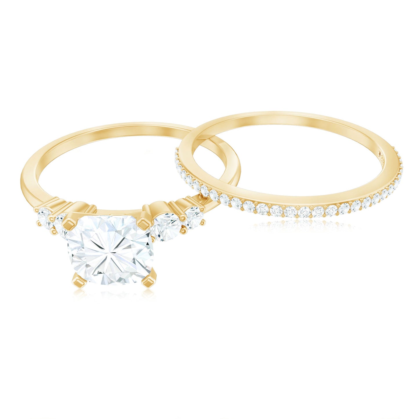 Lab Grown Diamond 6 MM Cushion Engagement Ring with Wedding band