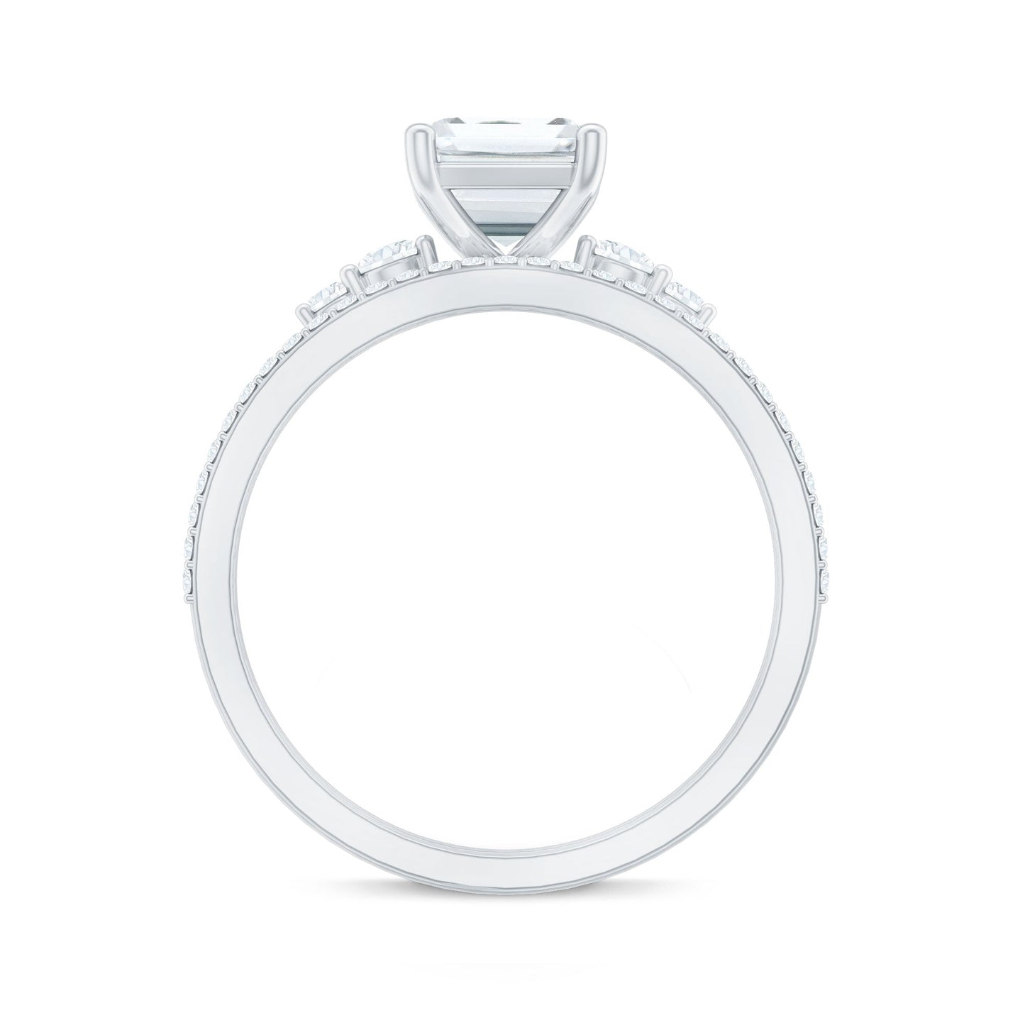 Certified Lab Grown Diamond 6X8MM Emerald Cut Engagement Ring with Band