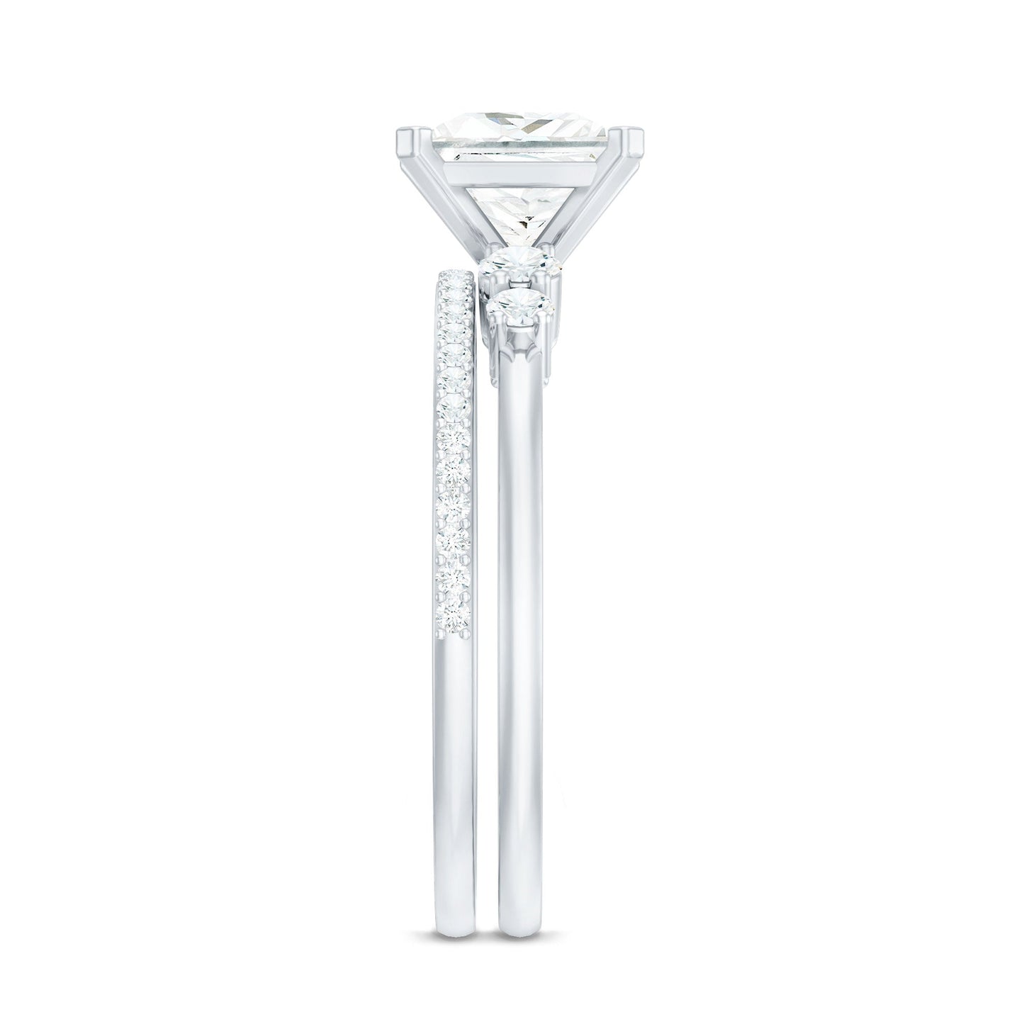 Lab Grown Diamond 6 MM Princess Cut Engagement Ring With Enhancer