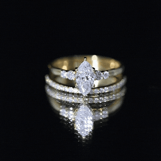 Lab Grown Diamond 5X10MM Marquise Engagement Ring with Wedding Band