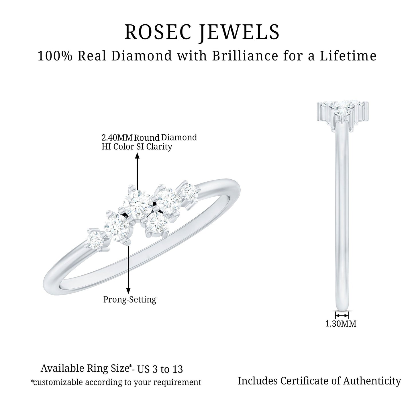 Certified Diamond Cluster Promise Ring in Prong Setting