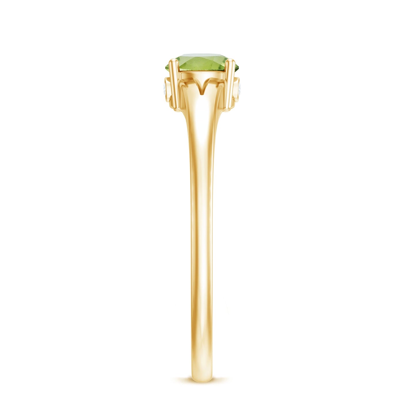 Natural Half Carat Peridot Promise Ring with Diamond