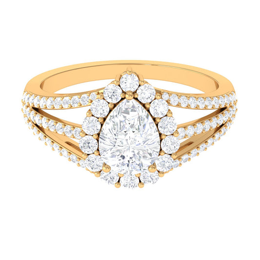 Pear Cut Zircon Statement Engagement Ring
