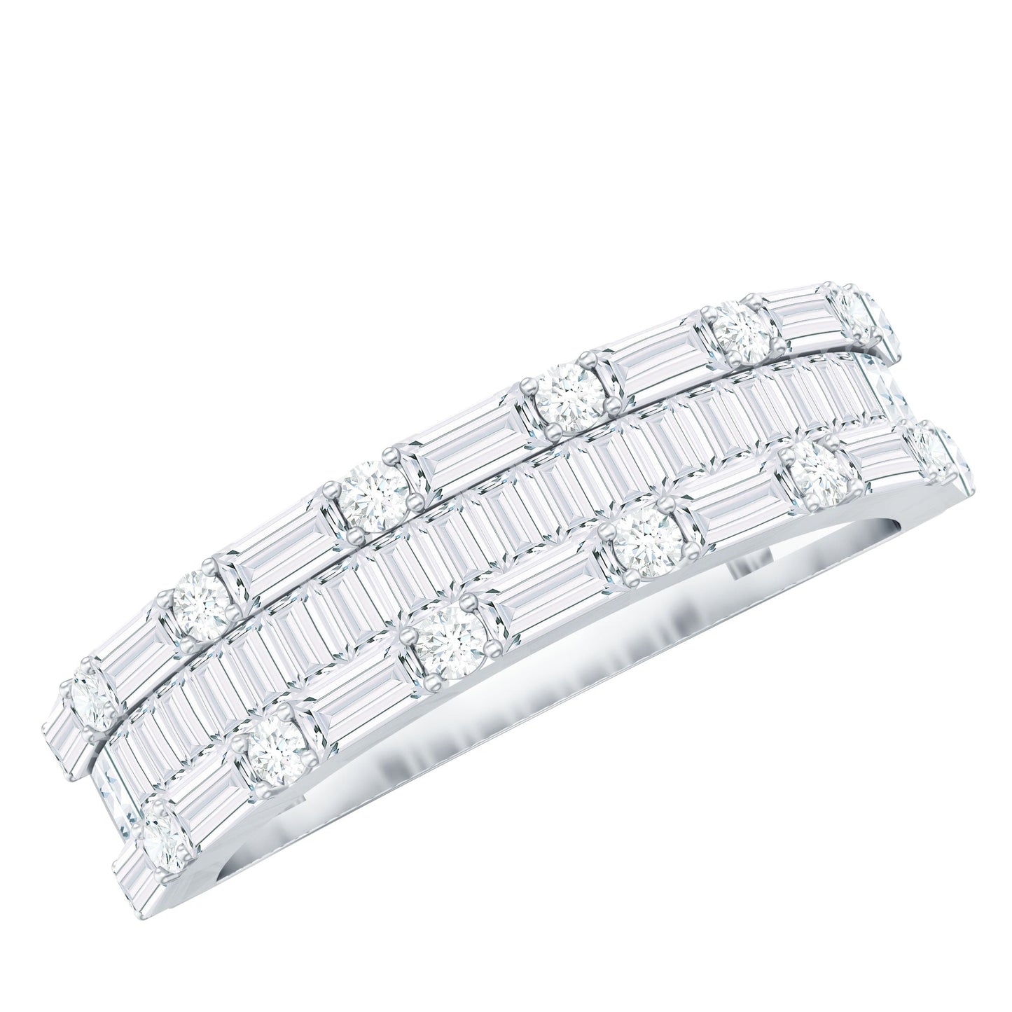 Baguette and Round Zircon Wedding Band