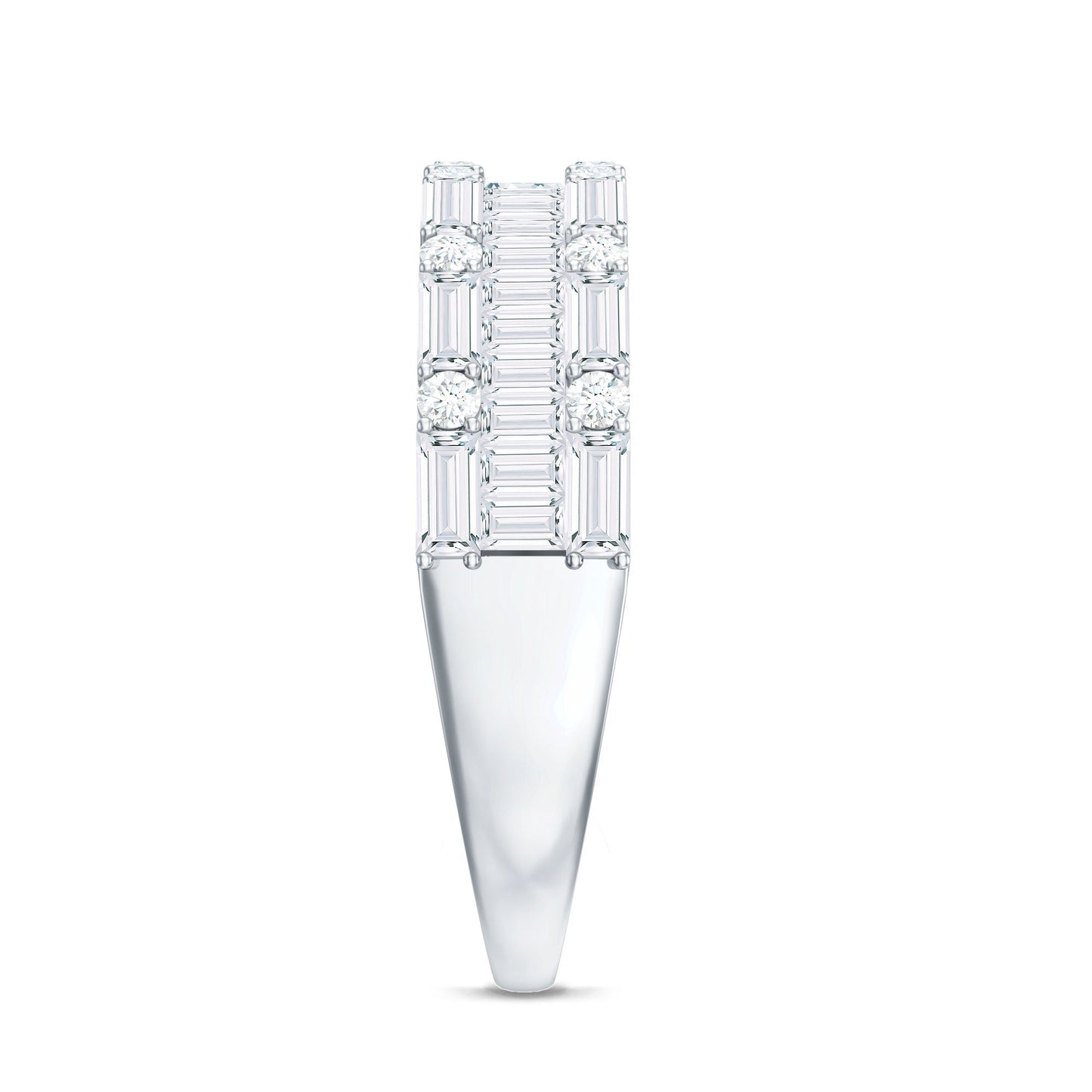 Baguette and Round Zircon Wedding Band