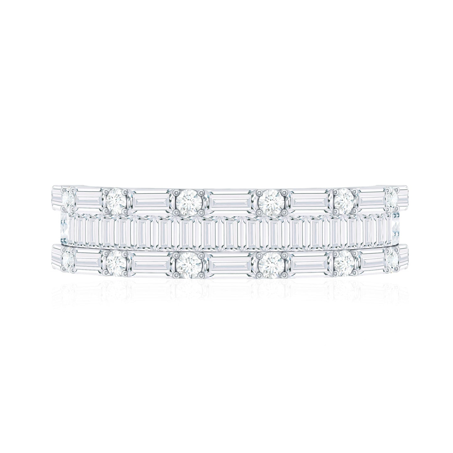 Baguette and Round Zircon Wedding Band