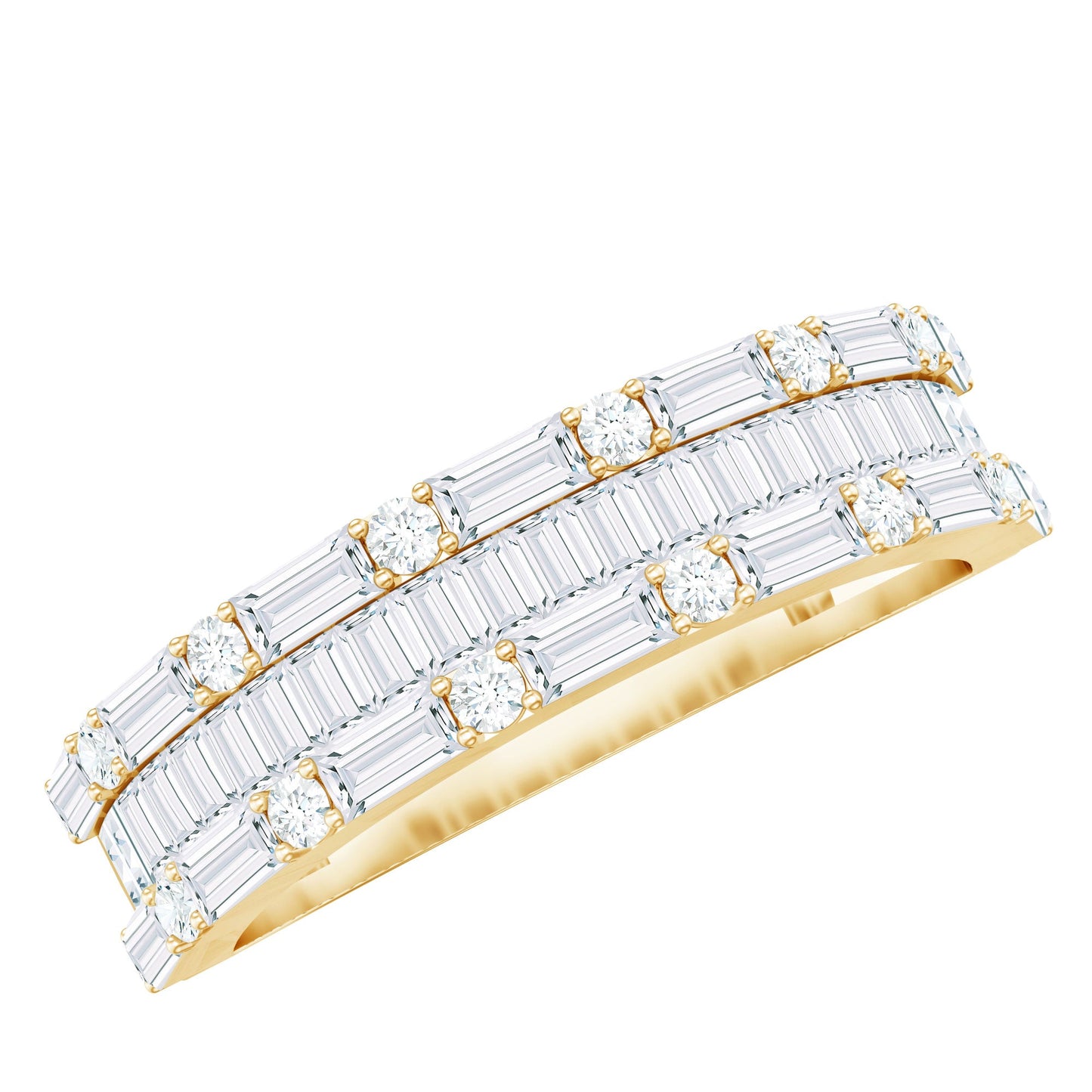 Baguette and Round Zircon Wedding Band
