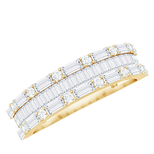 Baguette and Round Zircon Wedding Band