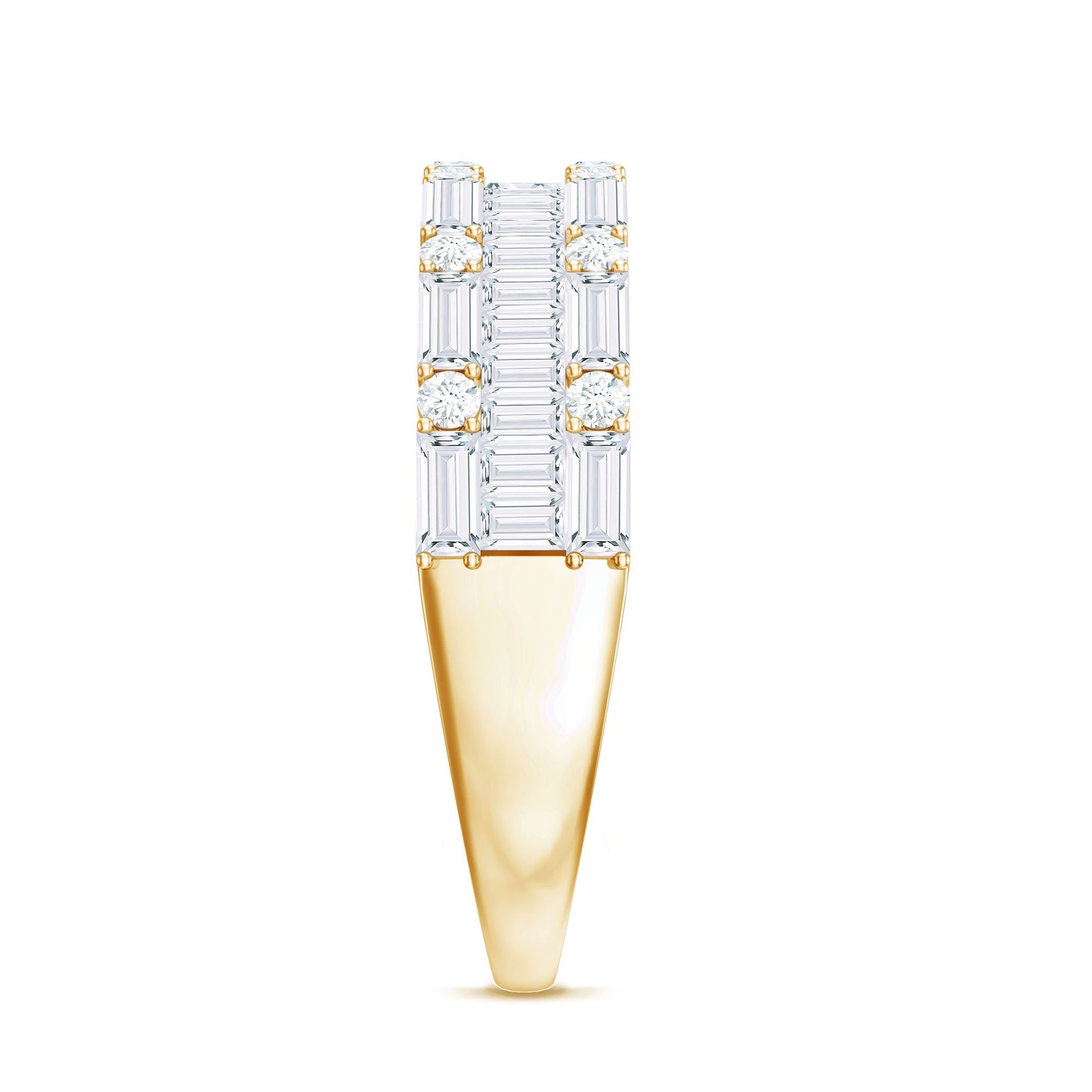 Baguette and Round Zircon Wedding Band