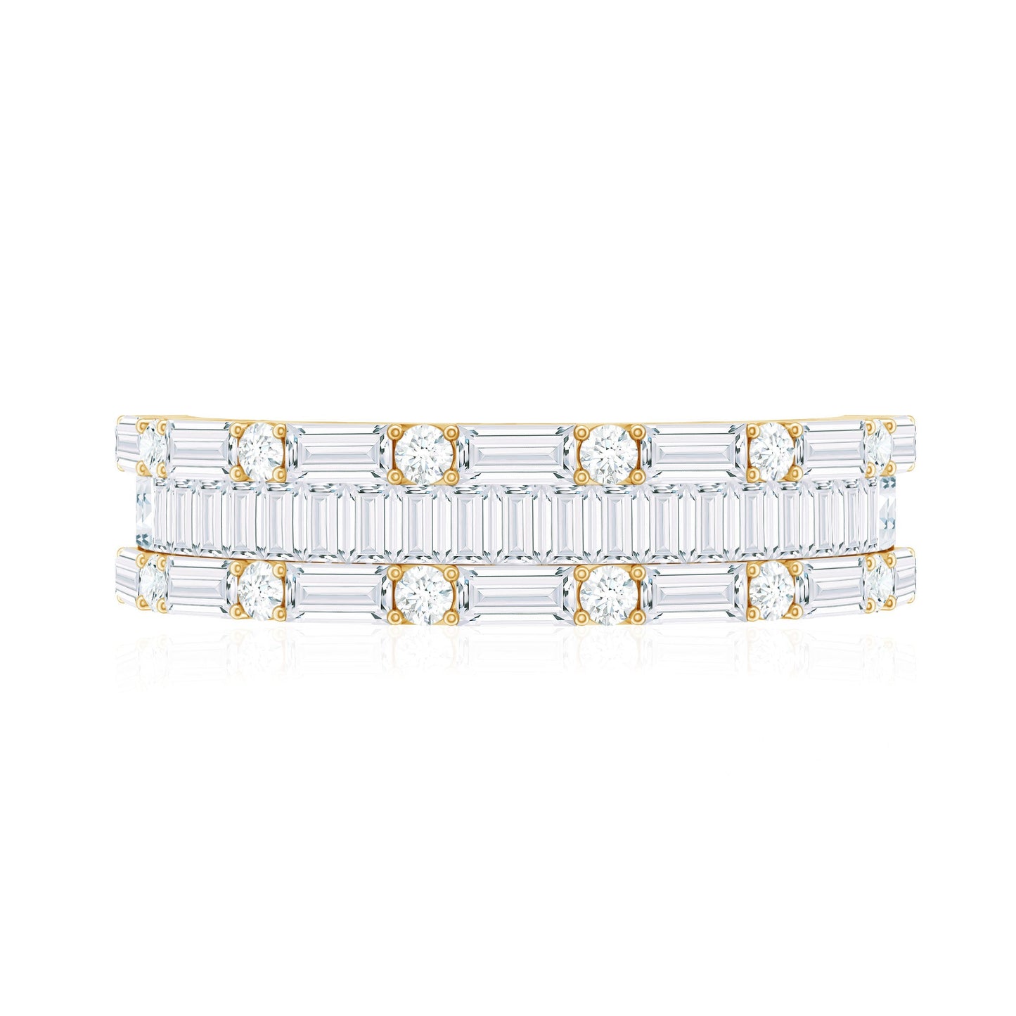 Baguette and Round Zircon Wedding Band