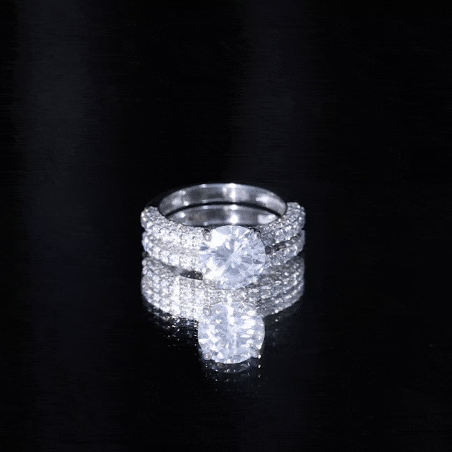 High Set Moissanite Solitaire Engagement Ring with Matching Band
