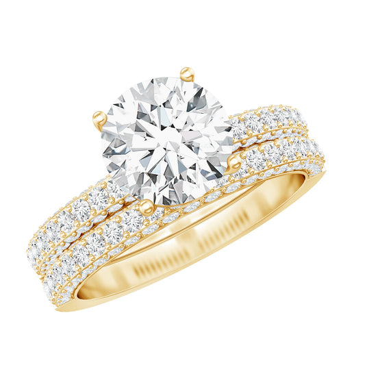 High Set Moissanite Solitaire Engagement Ring with Matching Band