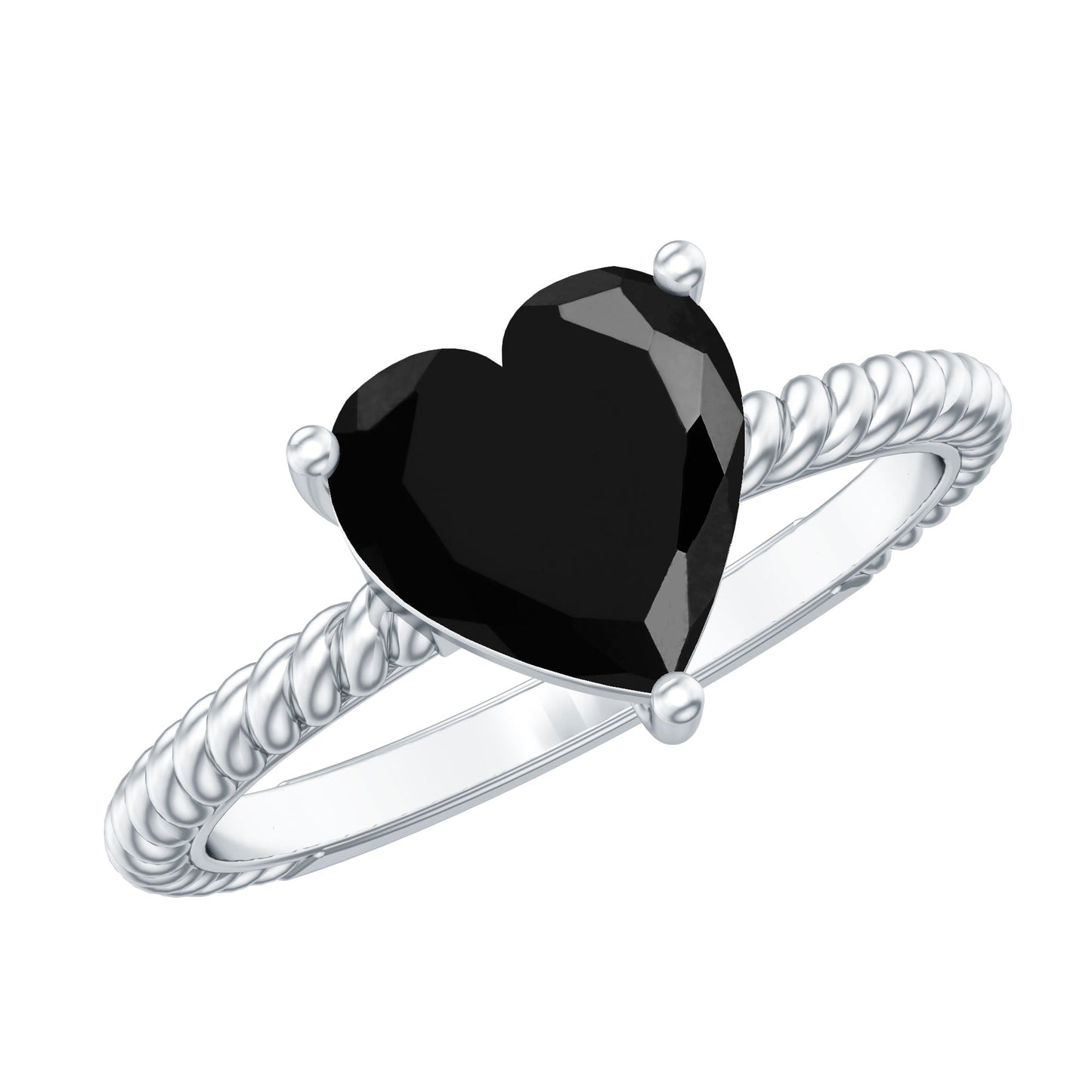 2.4 Carat Solitaire Lab Created Black Diamond Heart Engagement Ring