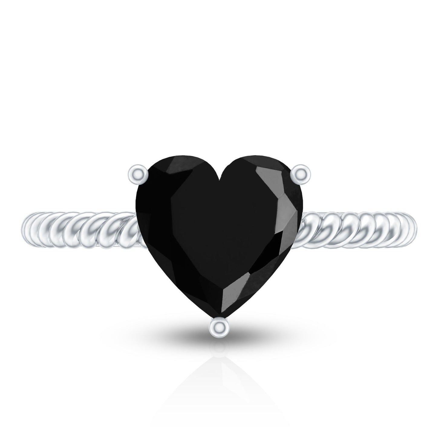2.4 Carat Solitaire Lab Created Black Diamond Heart Engagement Ring