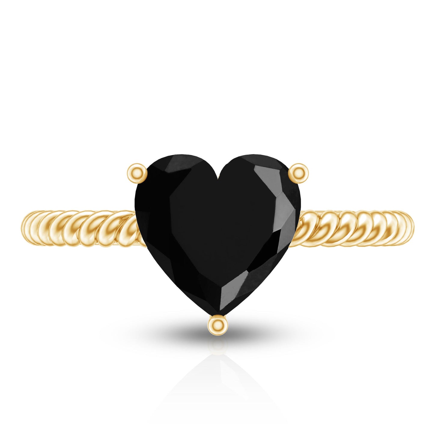2.4 Carat Solitaire Lab Created Black Diamond Heart Engagement Ring