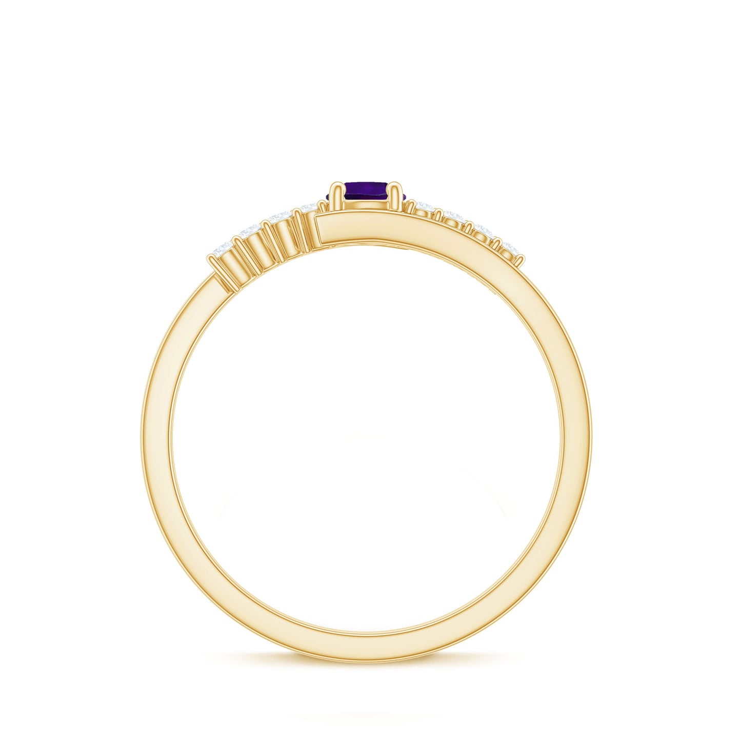 0.25 CT Amethyst Minimal Ring Diamond Bypass Shank