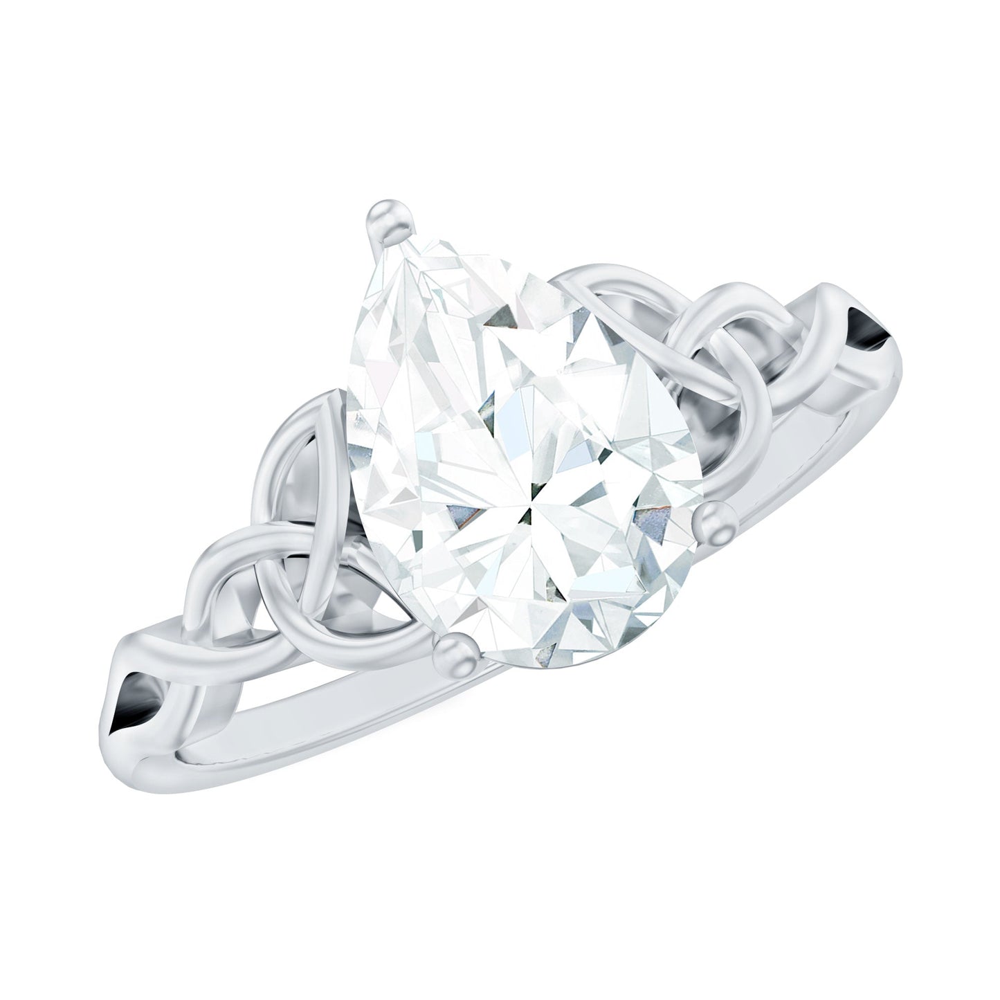 Pear Cut 5X7 MM Moissanite Celtic Engagement Ring