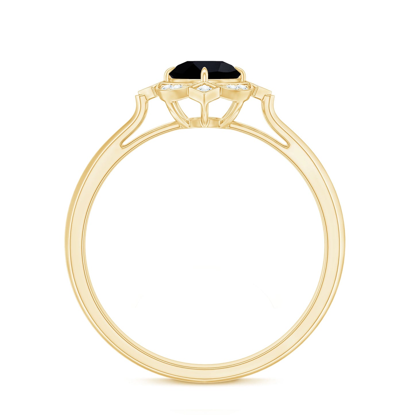 Vintage Style Black Spinel Engagement Ring with Diamond