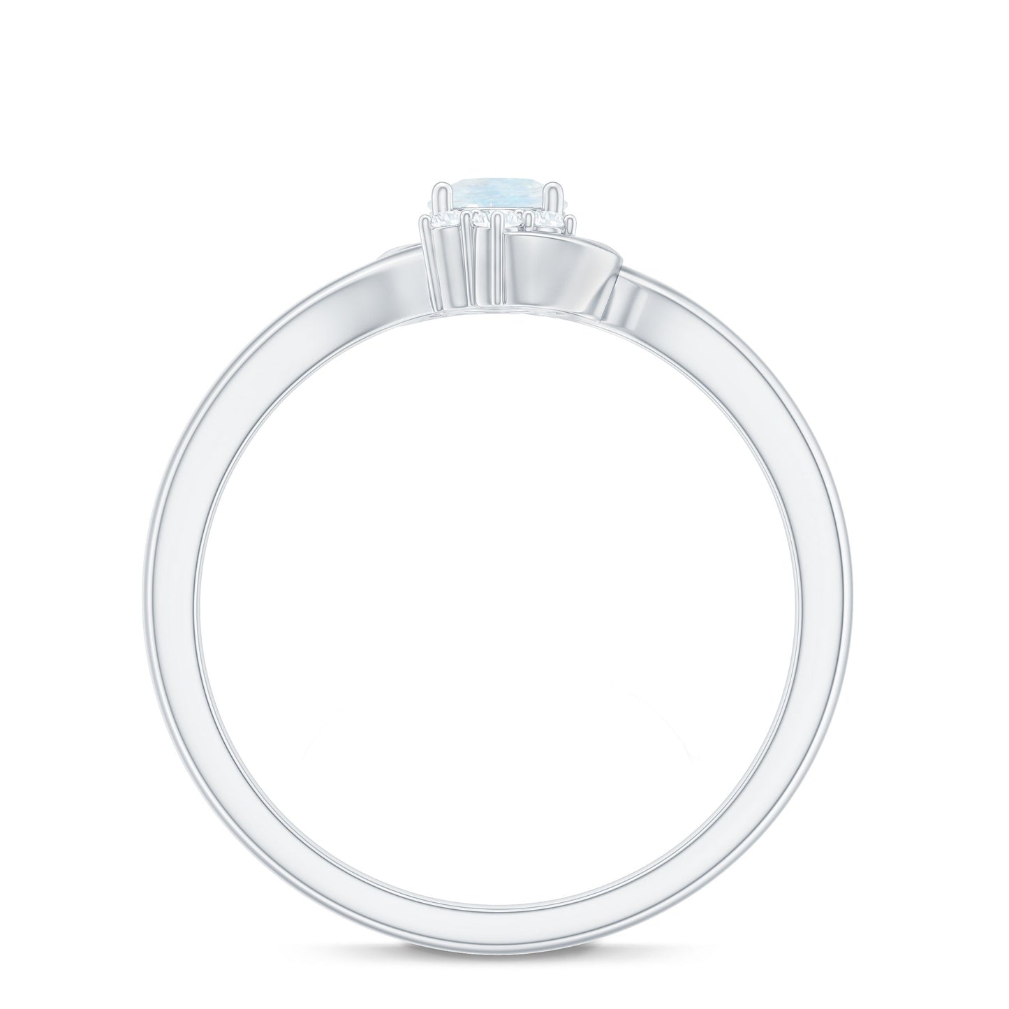 1/2 CT Moonstone and Diamond Bypass Promise Ring