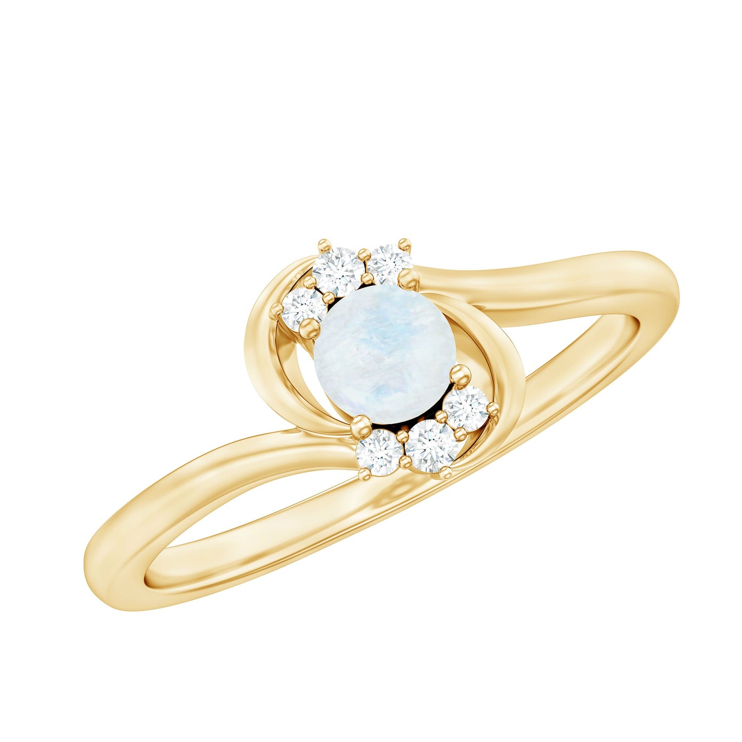 1/2 CT Moonstone and Diamond Bypass Promise Ring