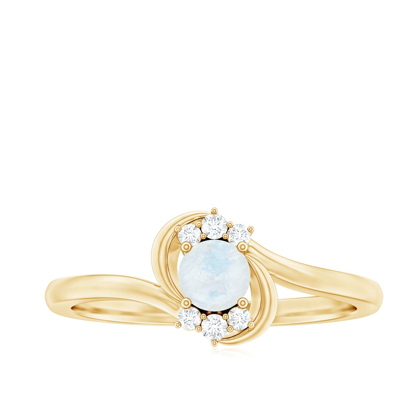1/2 CT Moonstone and Diamond Bypass Promise Ring