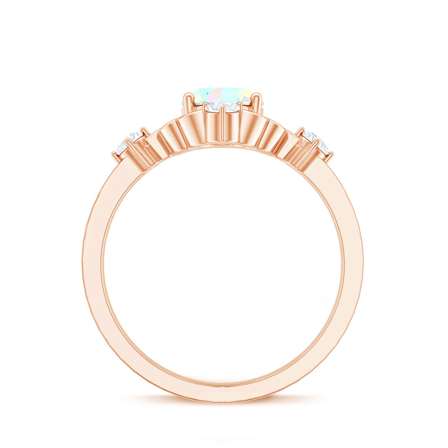 Designer Ethiopian Opal and Diamond  Engagement Ring