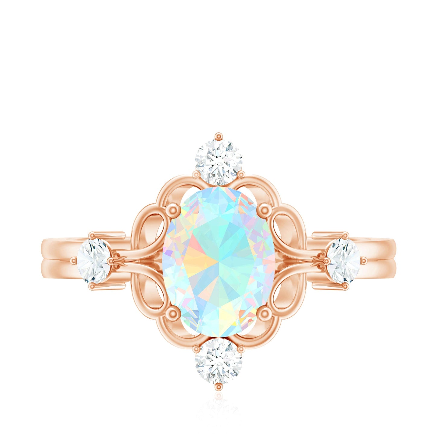 Designer Ethiopian Opal and Diamond  Engagement Ring