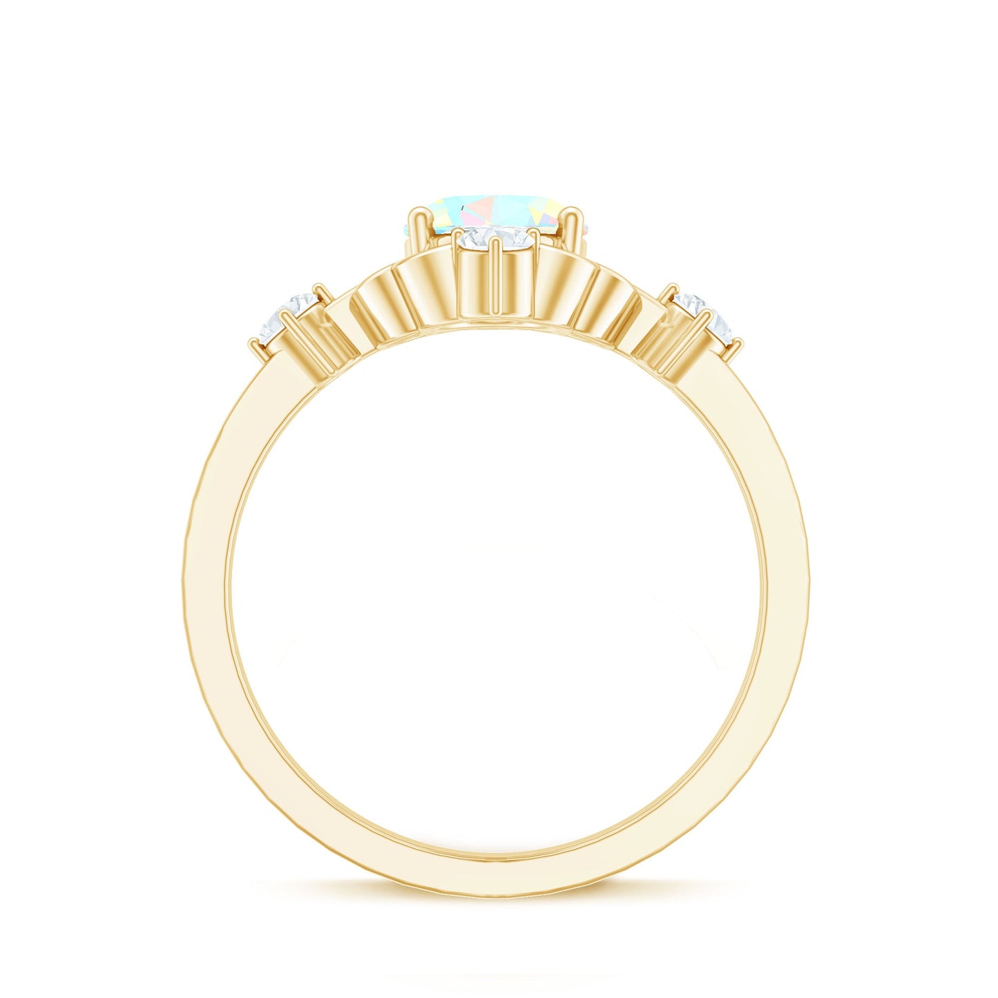 Designer Ethiopian Opal and Diamond  Engagement Ring