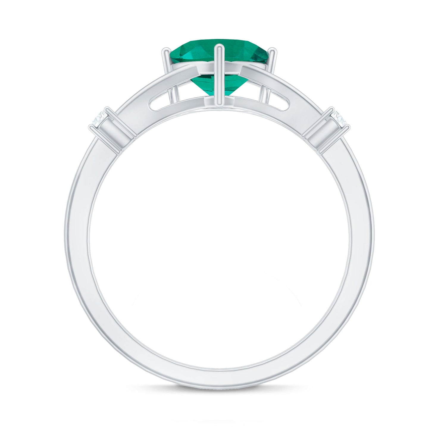 Certified 6 mm Cushion Cut Lab Grown Emerald Diamond Engagement Ring with Split Shank