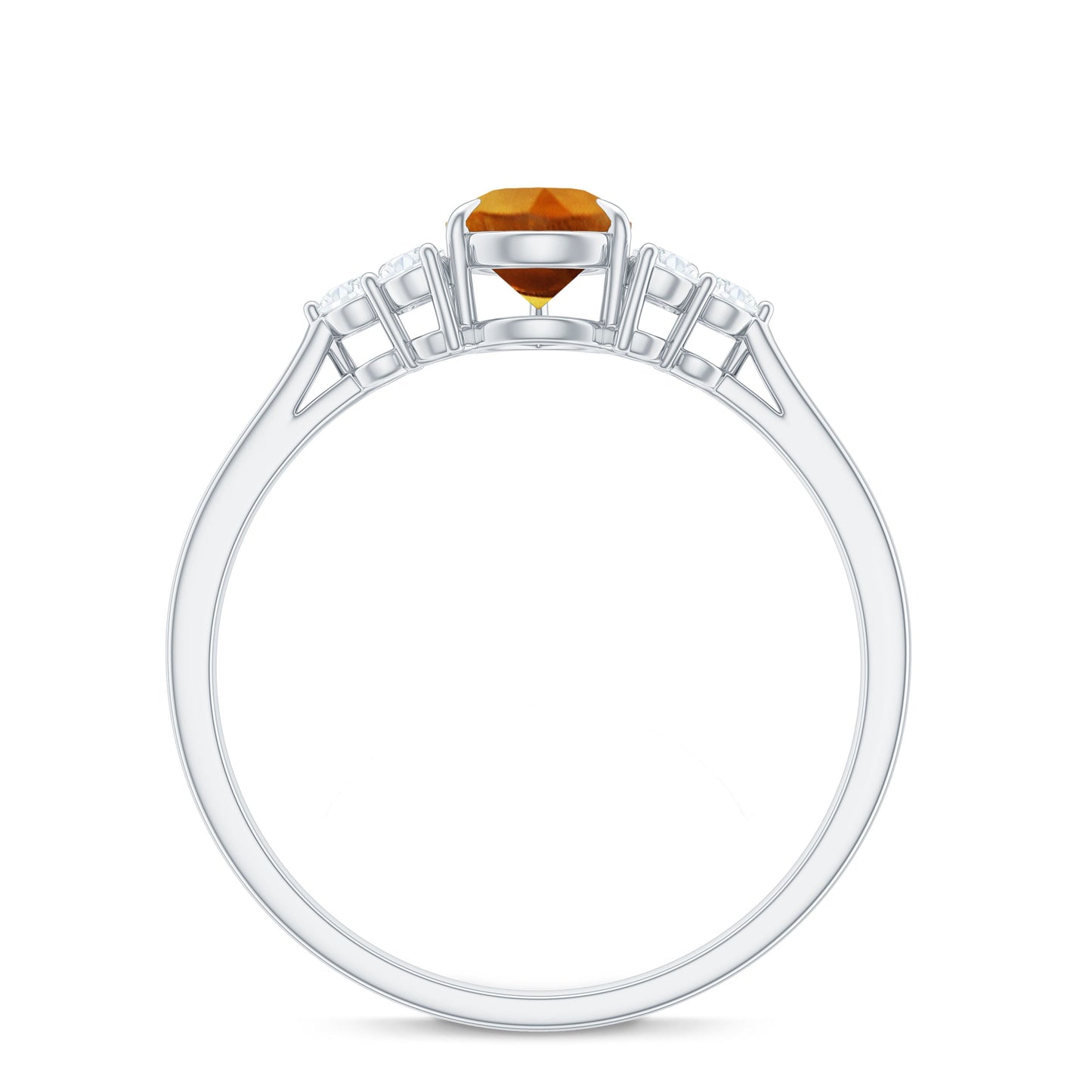 Classic Citrine Teardrop Engagement Ring with Diamond Trio