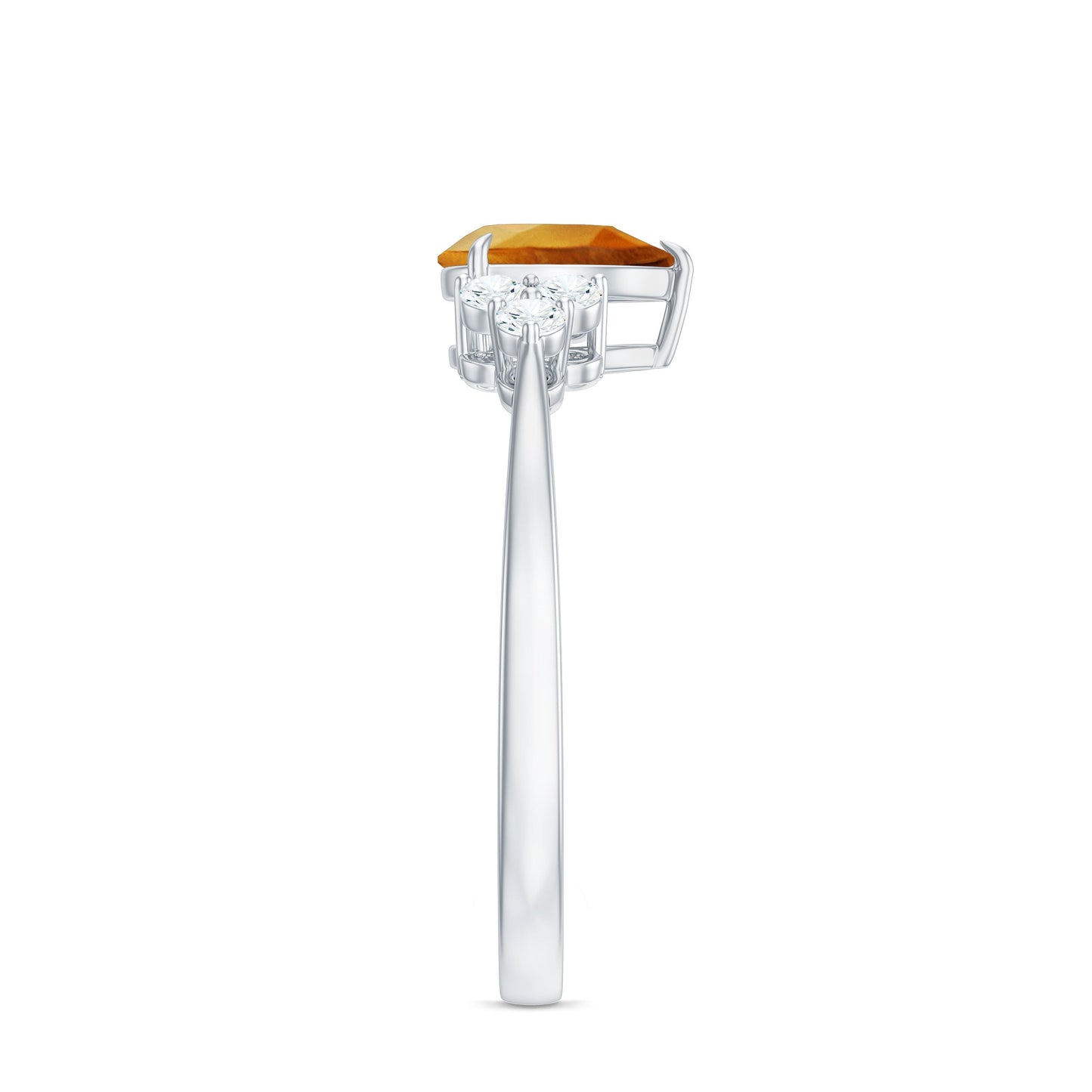 Classic Citrine Teardrop Engagement Ring with Diamond Trio