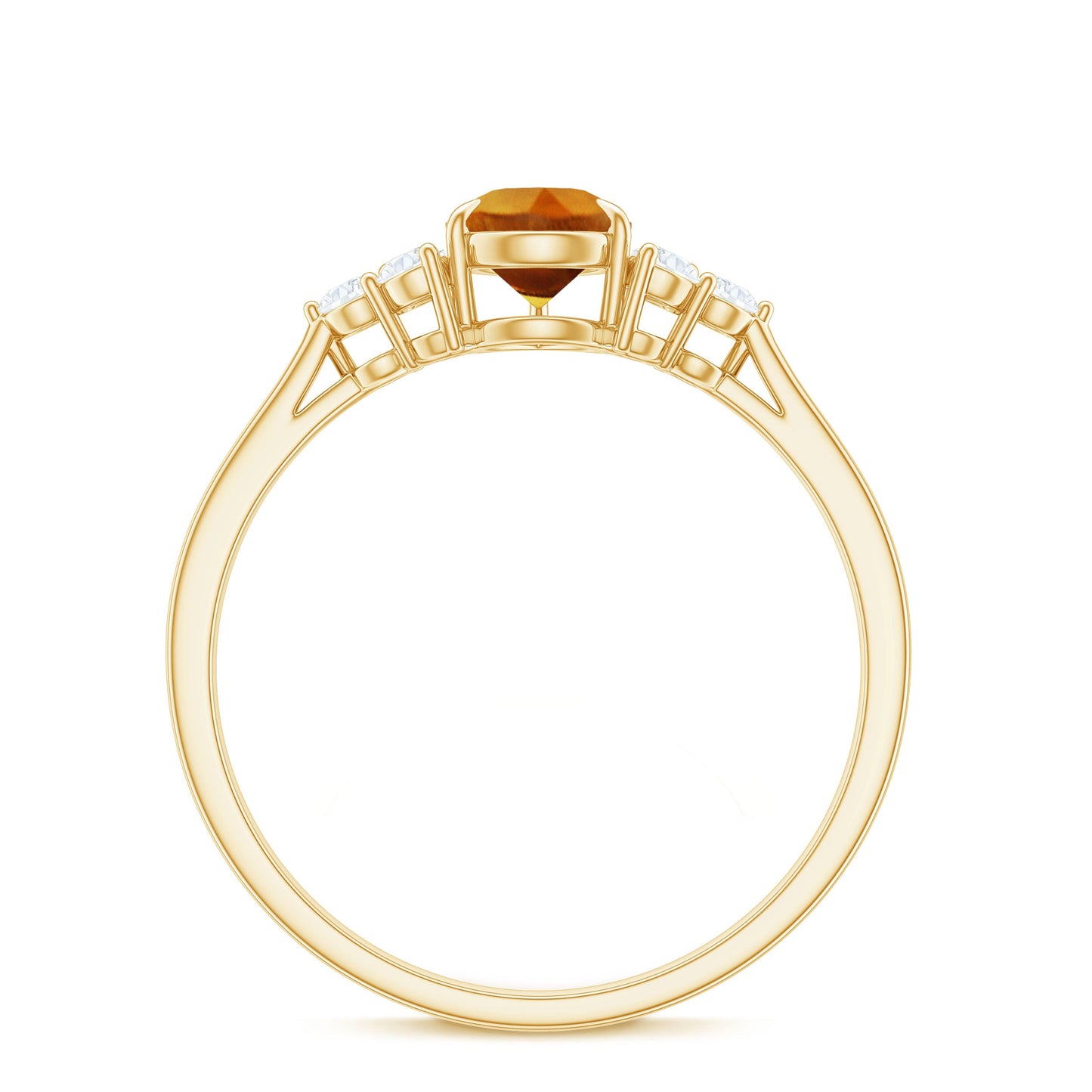 Classic Citrine Teardrop Engagement Ring with Diamond Trio