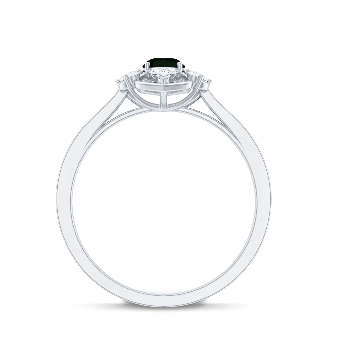 Certified 4X6mm Black Onyx Vintage Inspired Engagement Ring with Diamond
