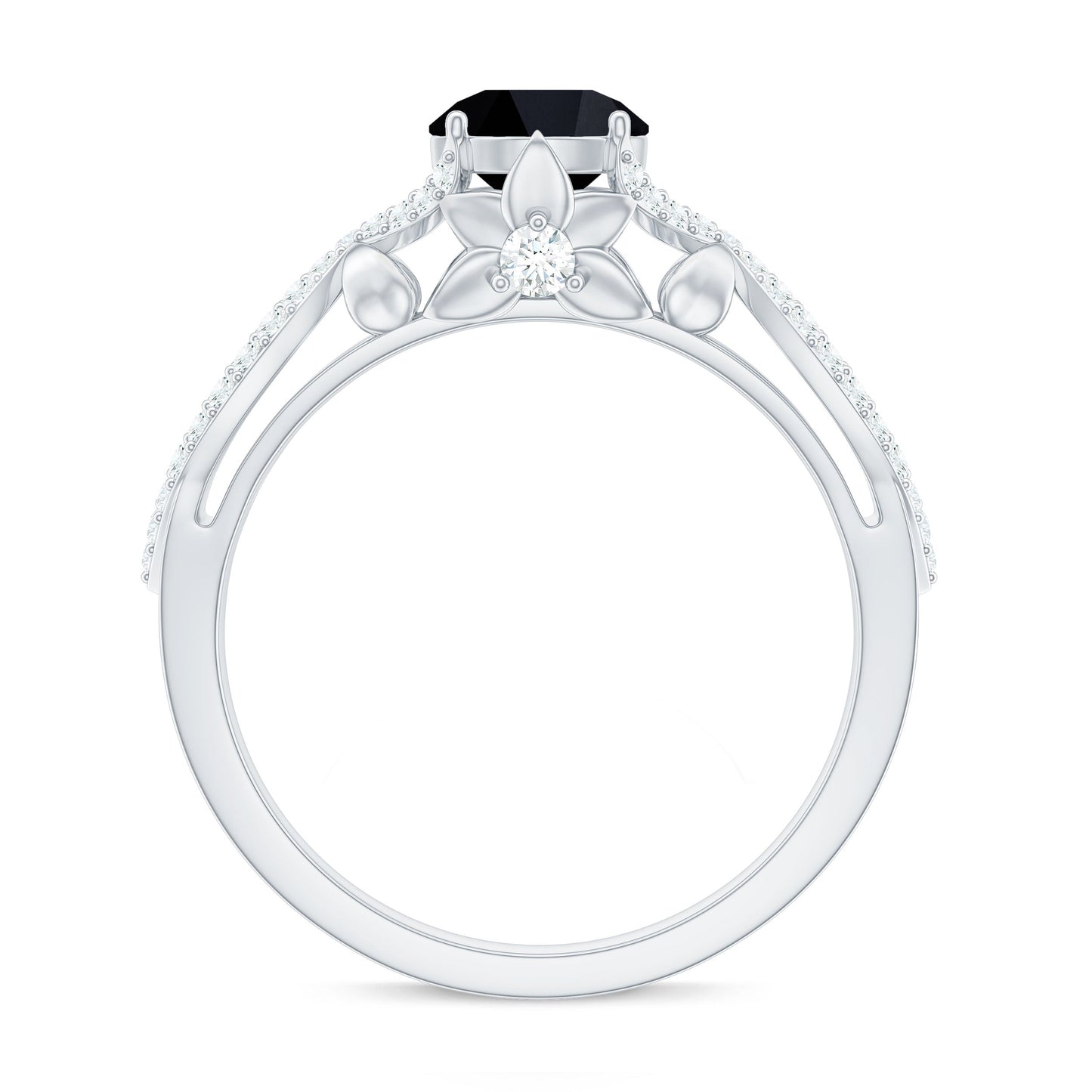 Created Black Diamond Crossover Engagement Ring with Diamond