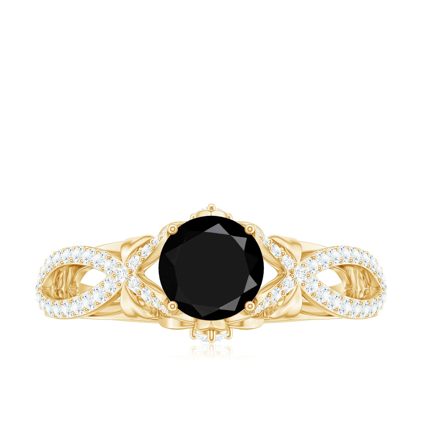Created Black Diamond Crossover Engagement Ring with Diamond