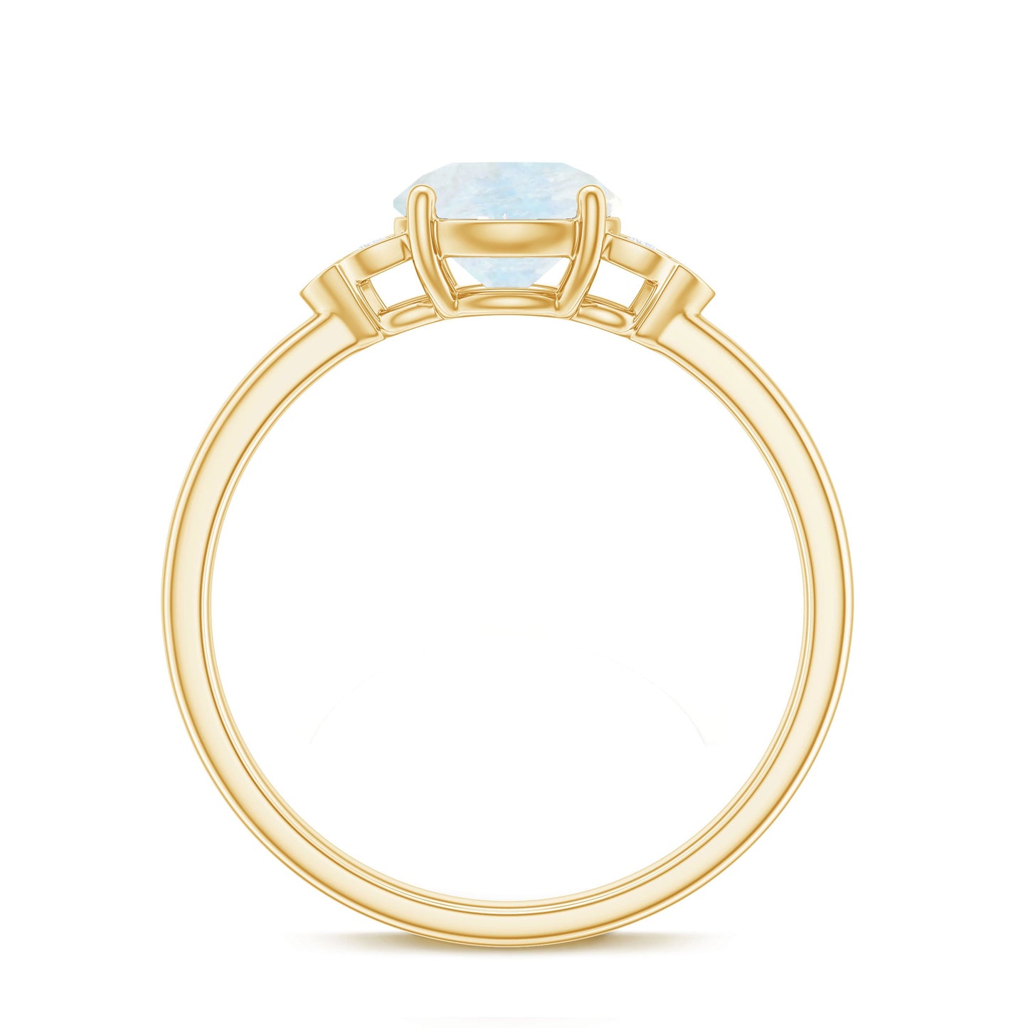Gold ring with a diamond on a white background